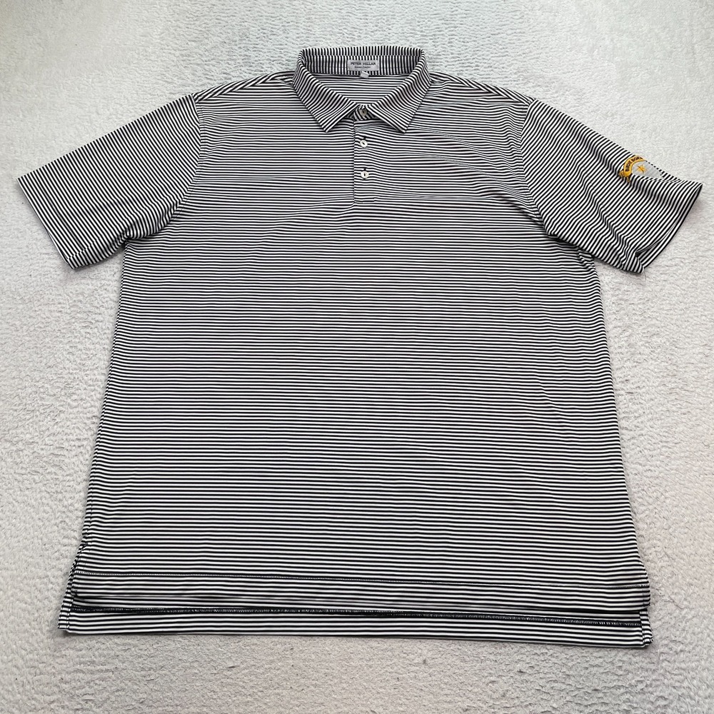 Peter Millar Summer Comfort Polo Shirt Men's Size XL Striped "Birdie Born"